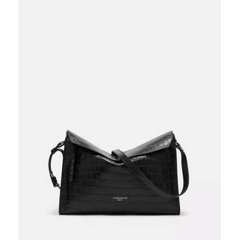 Lora M Crossbody Croco Schwarz