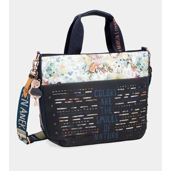 Nature Pachamama tote bag with shoulder strap Navy Blue