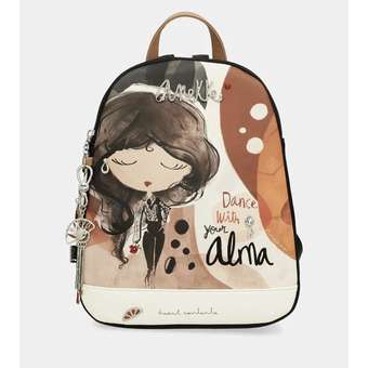Alma Rucksack 3-Fächer Braun/Weiß