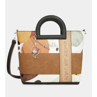 Alma Riemenhandtasche Braun/Weiß